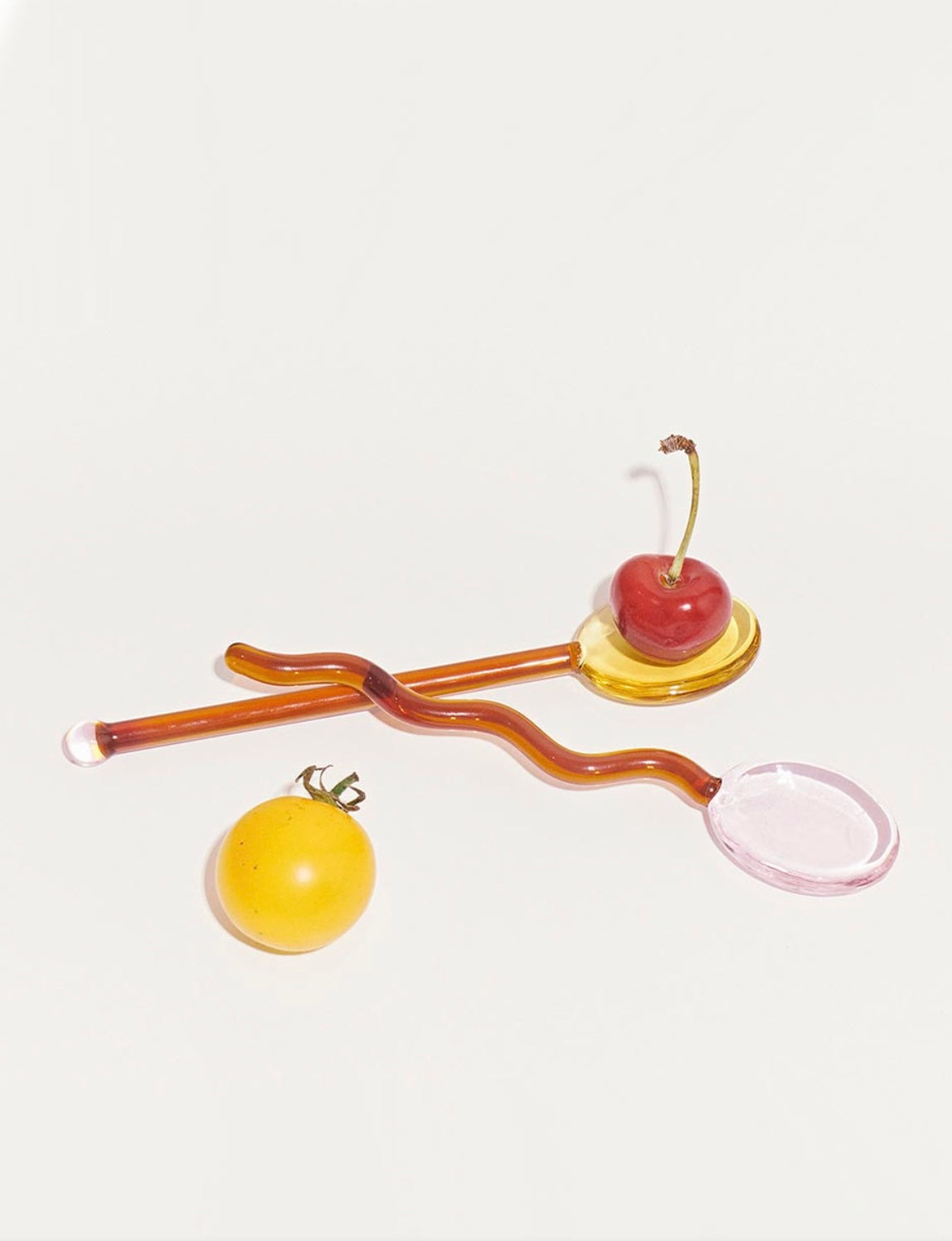 Colourful Wavy Glass Dessert Spoon - "Tremblé"