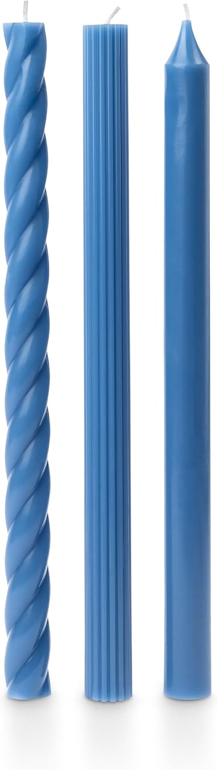 Assorted Candle Tapers 3-Pack - Cerulean Blue