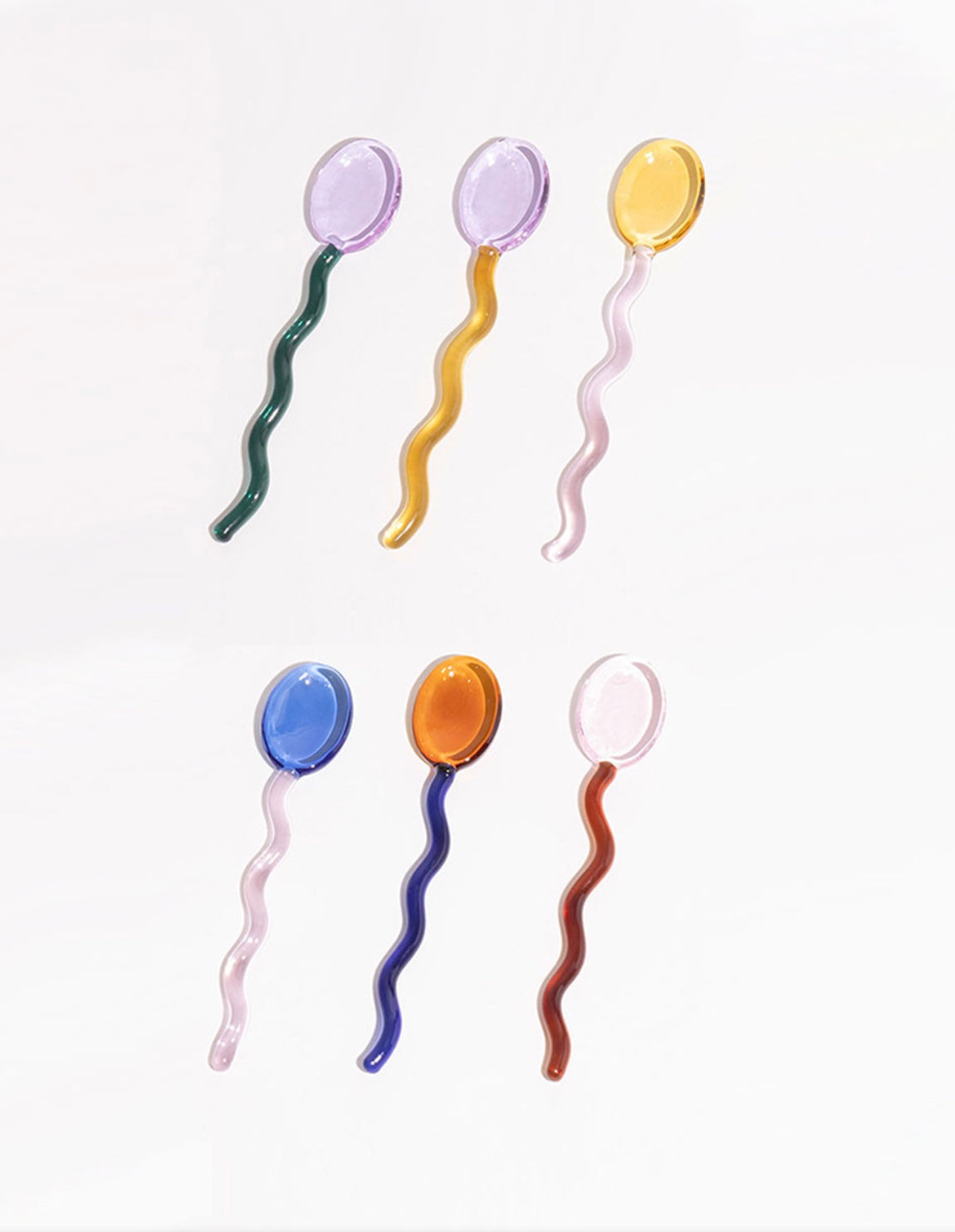 Colourful Wavy Glass Dessert Spoon - "Tremblé"