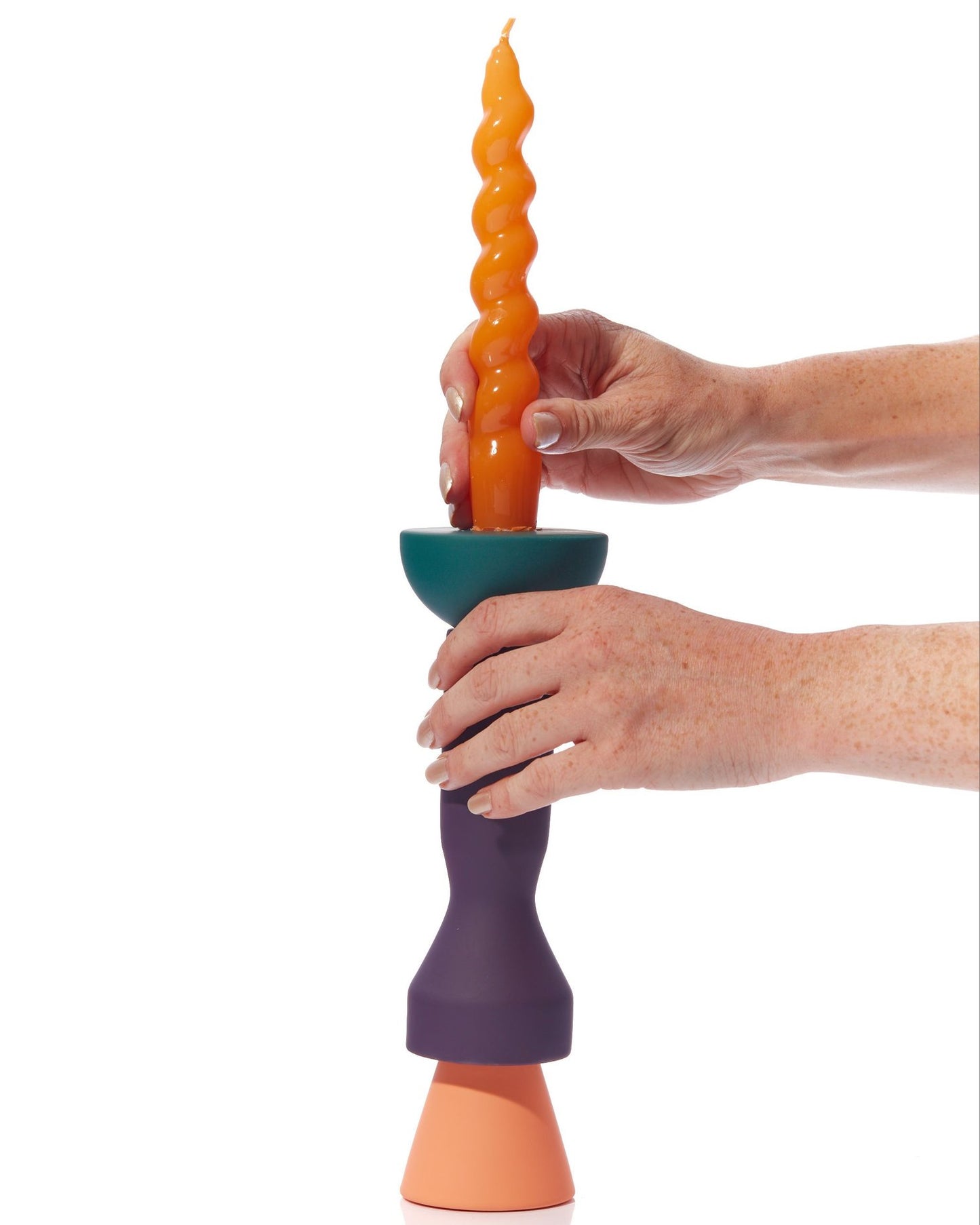 Stacks - Peach Tall Candlestick