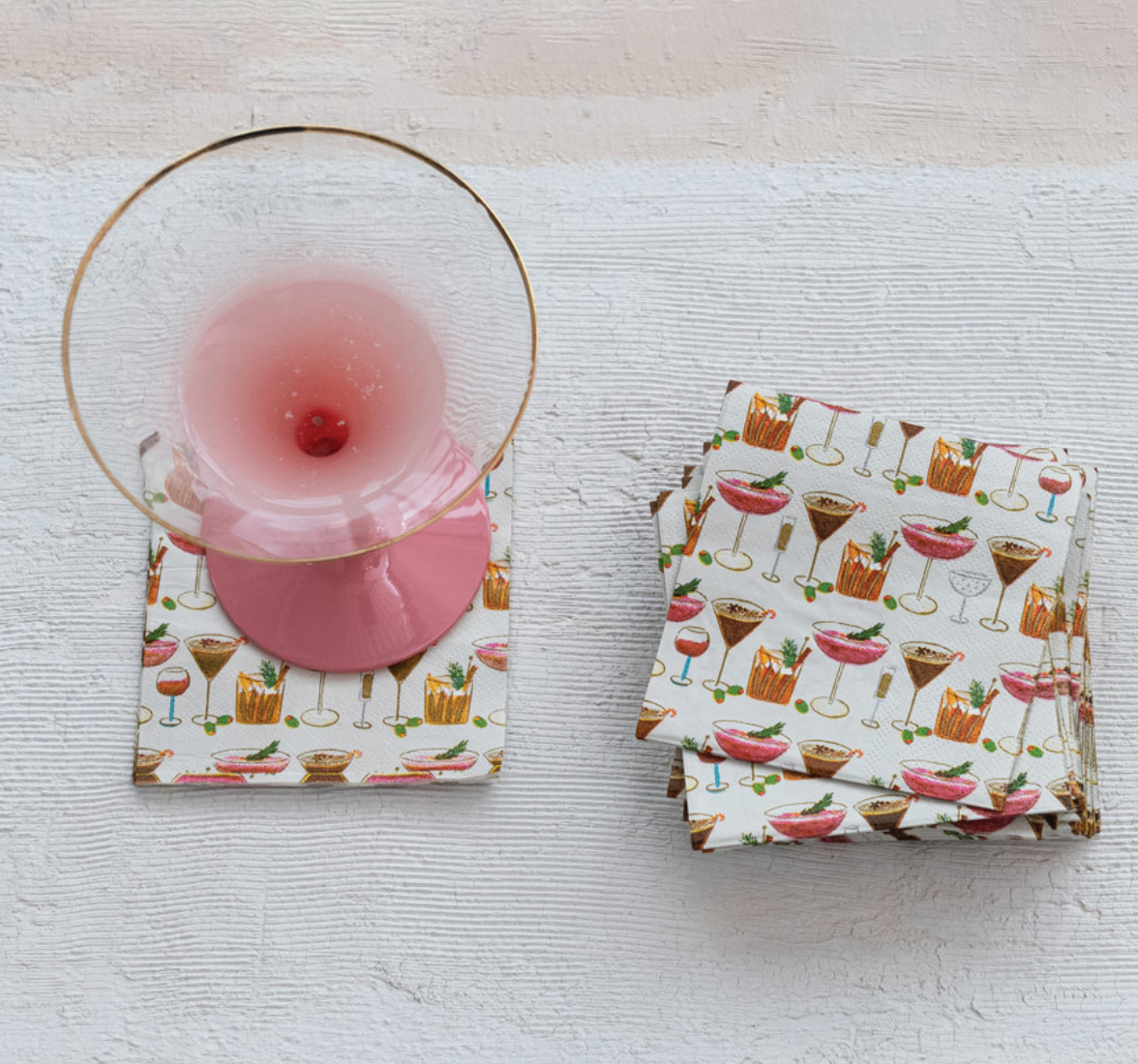 Paper Cocktail Napkins with Cocktail Pattern