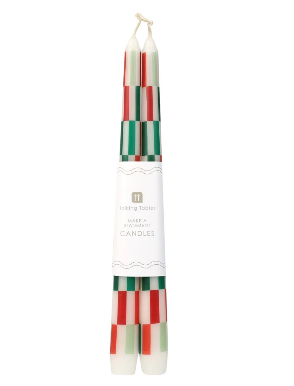 Red & Green Check Dinner Candles - 2 Pack