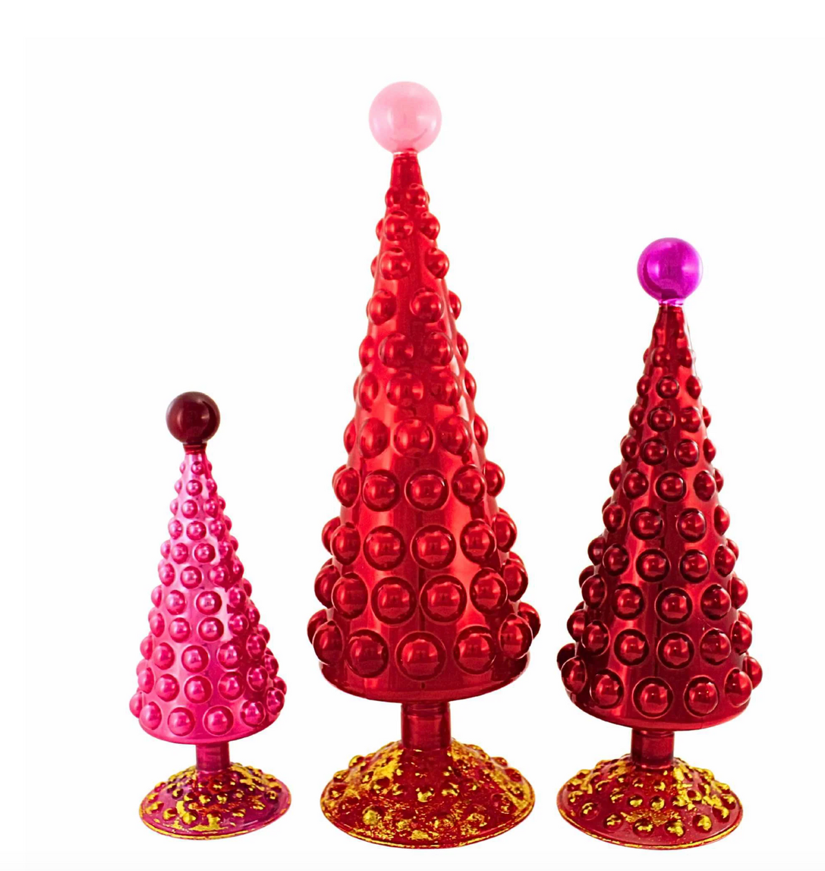 Midcentury Modern Hobnail Tree Set (Red)