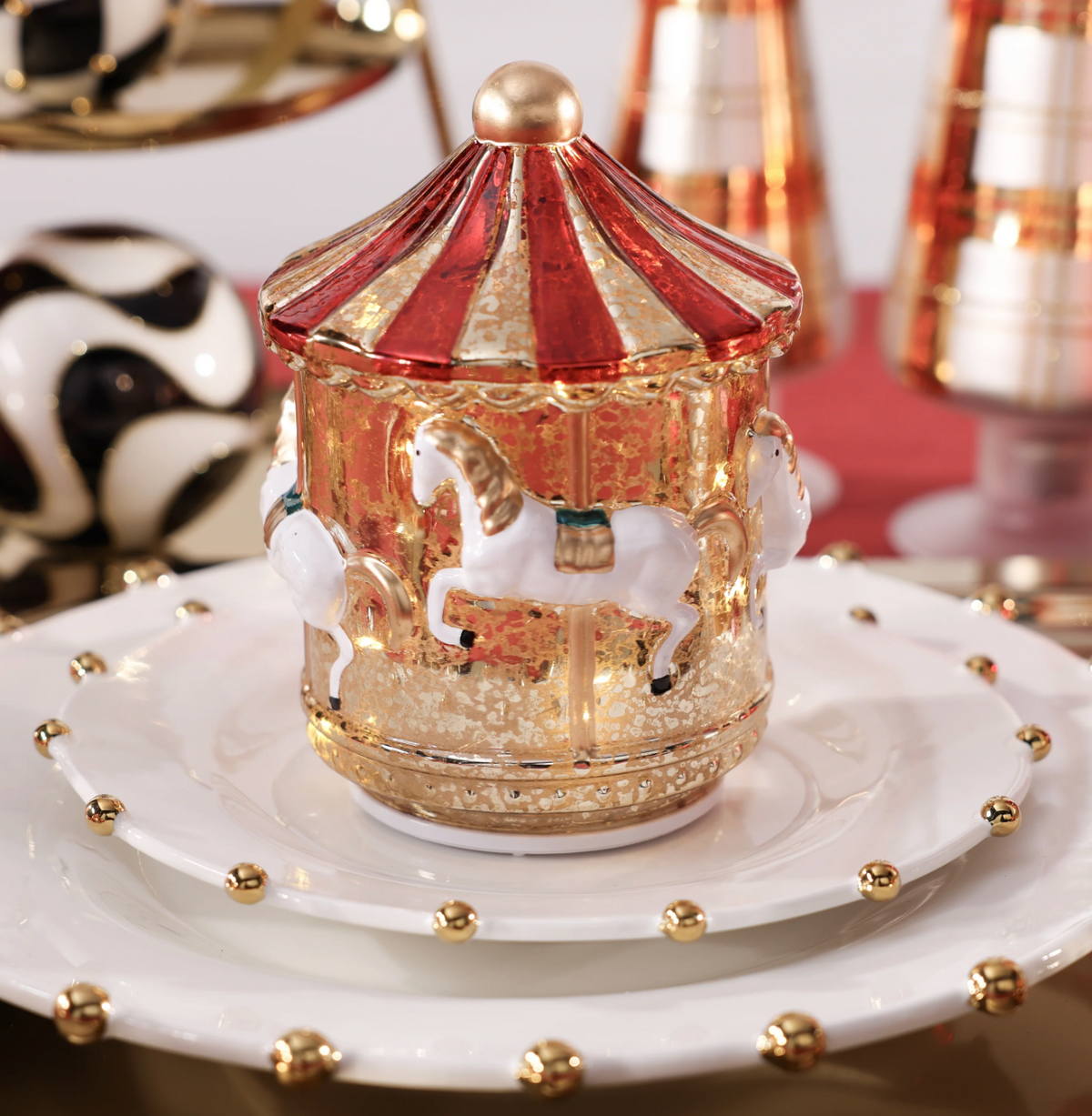 Sparkle Spin LED Carousel - Red - Large