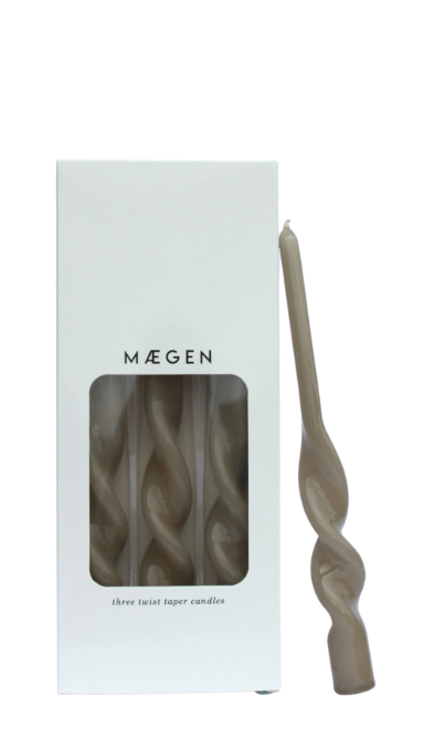 Twisted Taper Candle - Mink 3 pack