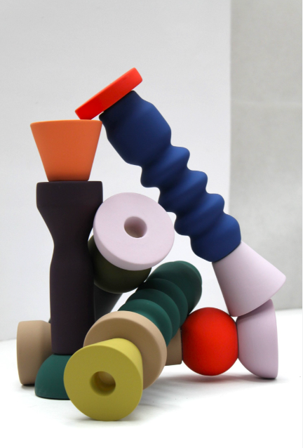 Stacks - Cobalt Tall Candlestick