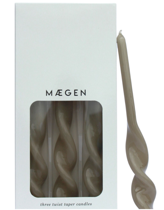 Twisted Taper Candle - Mink 3 pack
