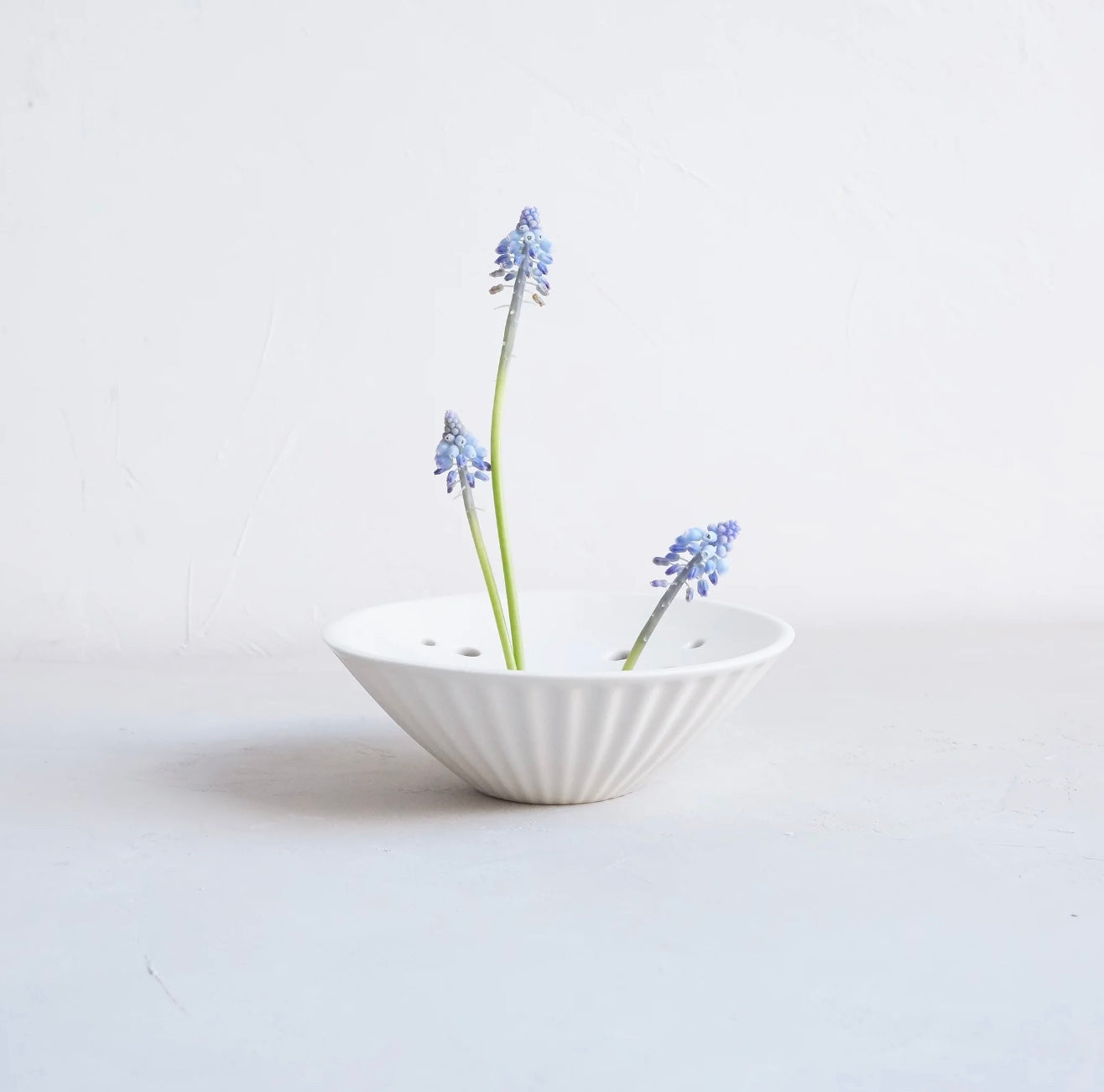 Ceramic Pleated Flower Frog Vase