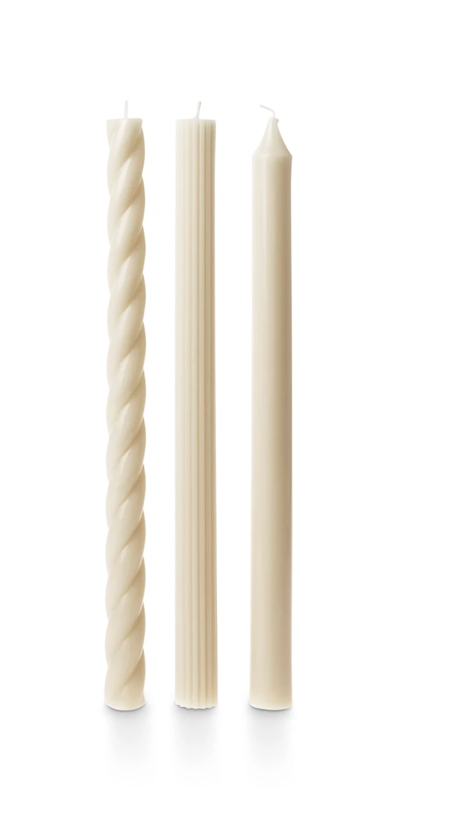 Driftwood Assorted Candle Tapers 3-Pack - Cream