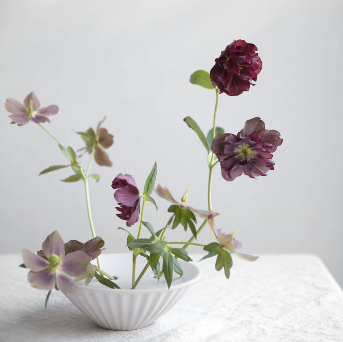 Ceramic Pleated Flower Frog Vase