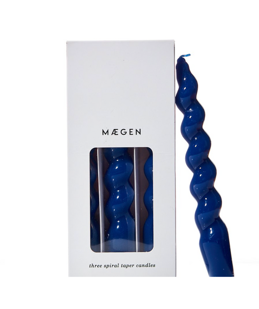 Spiral Taper Candle - Navy 3 pack
