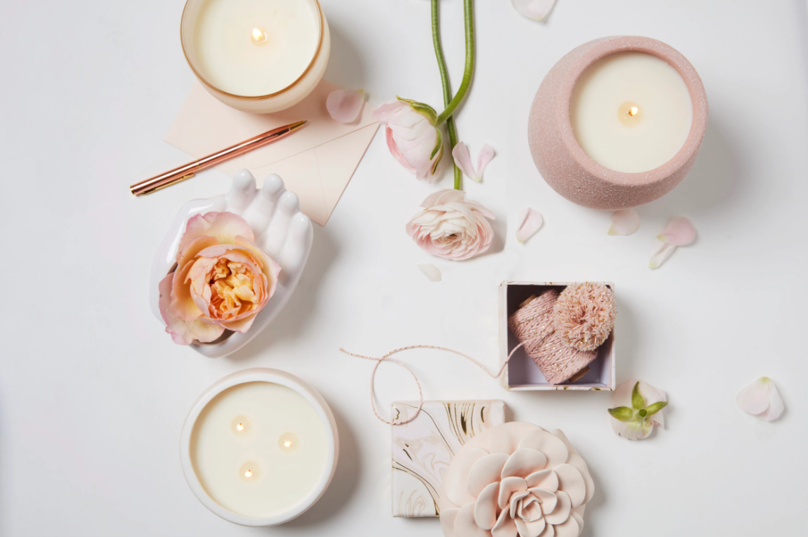 Coconut Milk Mango Ceramic Flower Candle