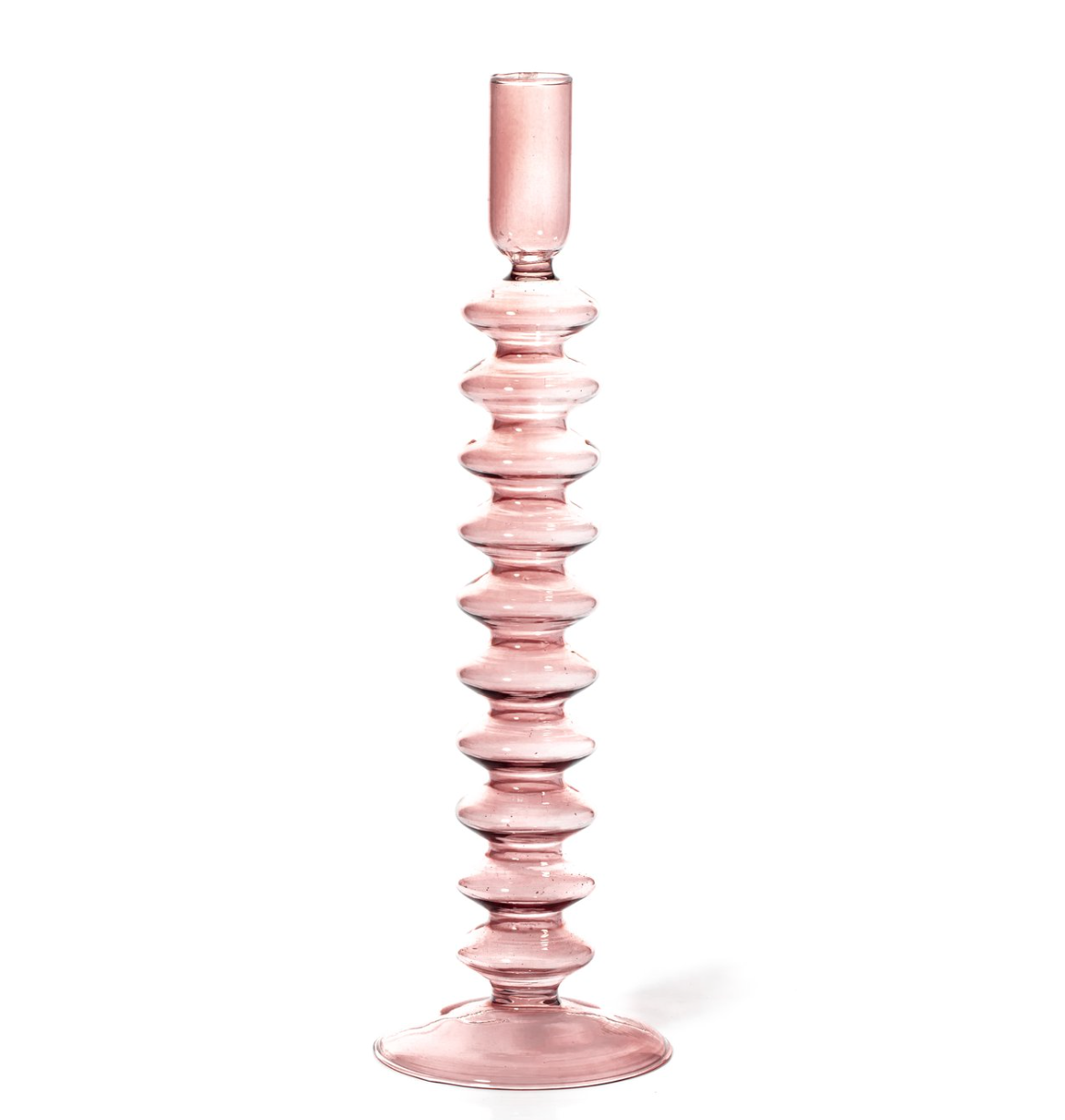 Taper Holder - Rose Quartz coloured glass