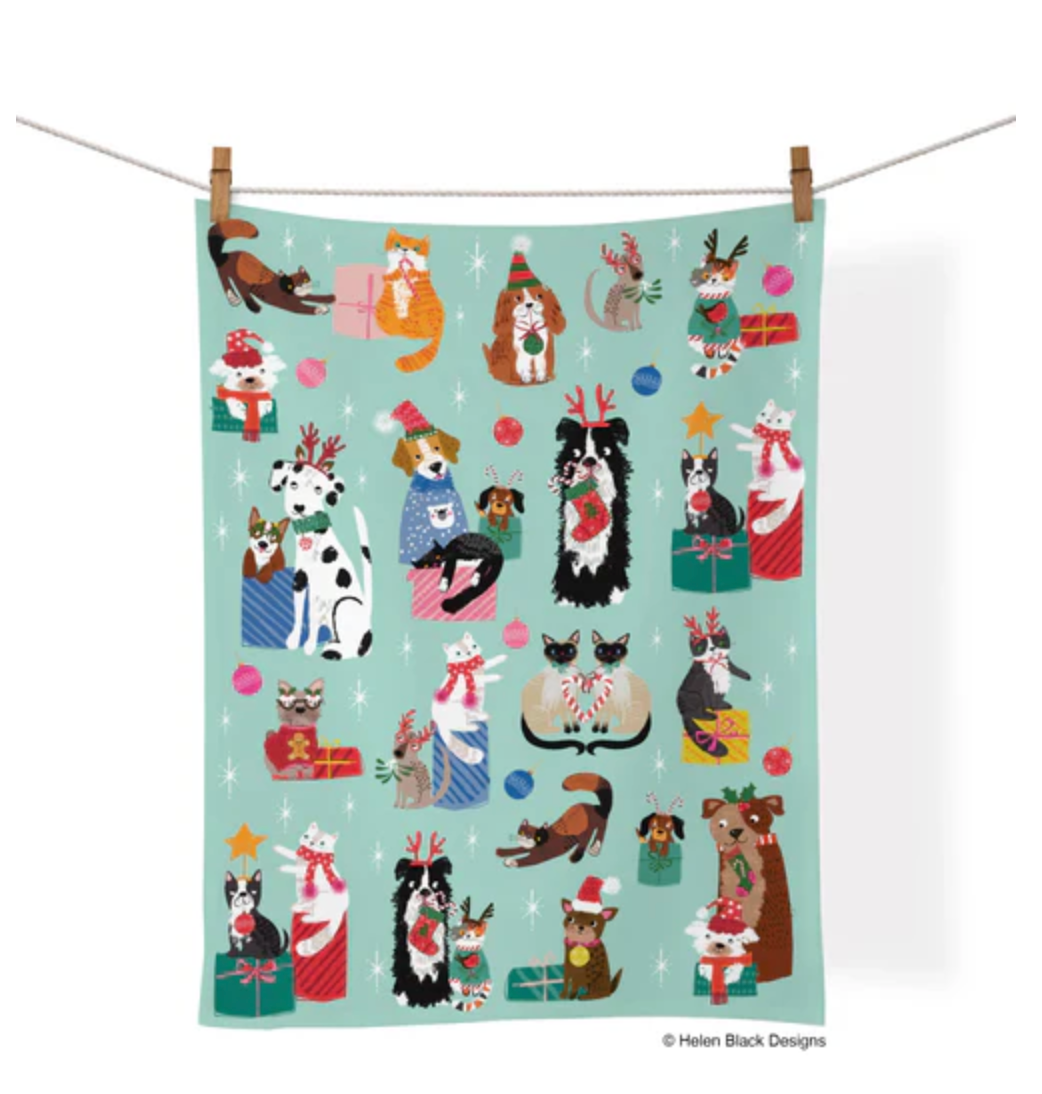Happy Holidays Cotton Tea Towel