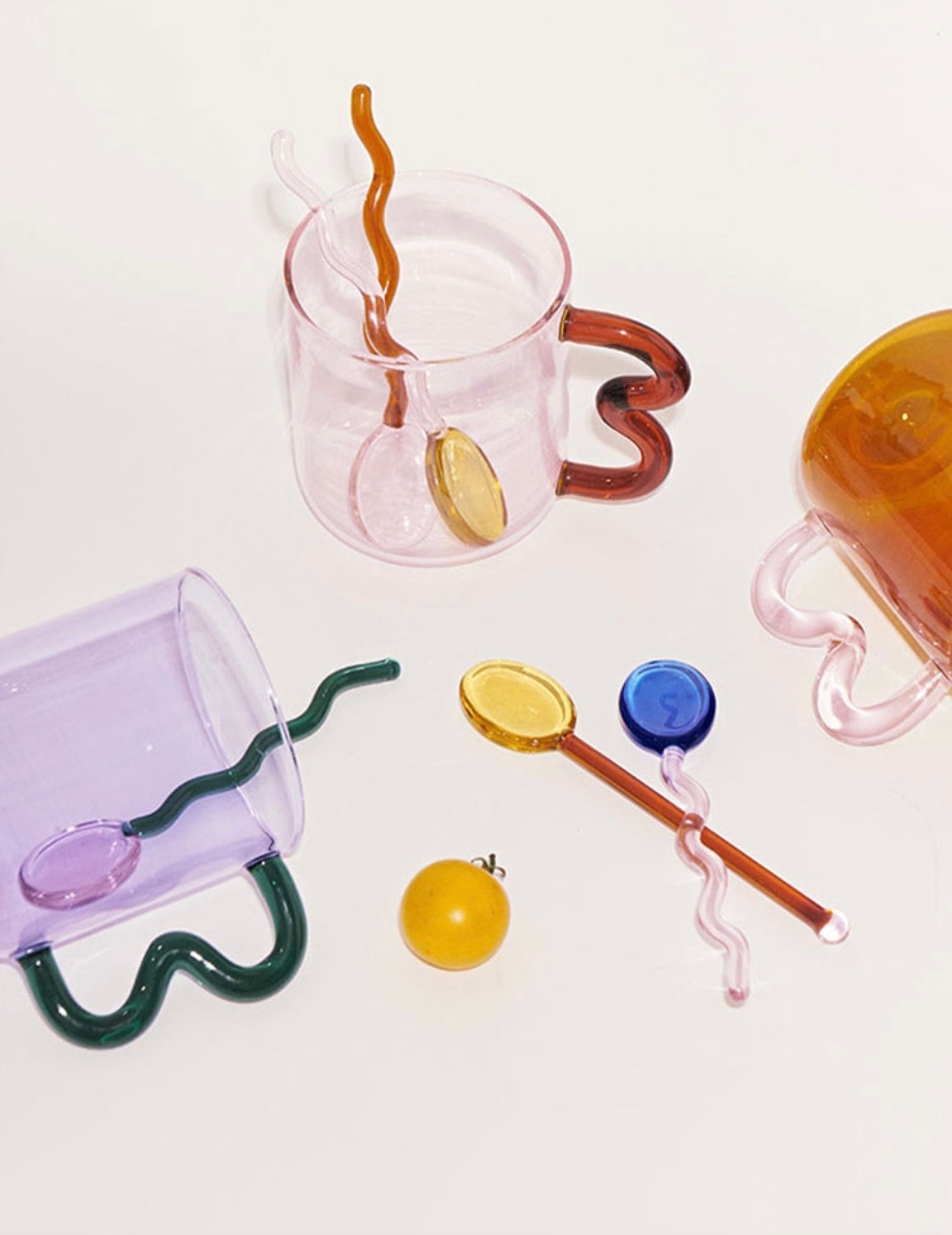 Colourful Wavy Glass Dessert Spoon - "Tremblé"