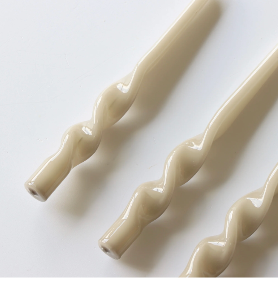 Twisted Taper Candle - Mink 3 pack