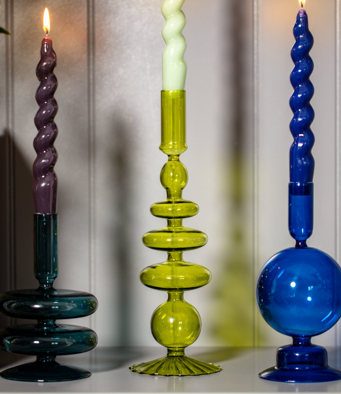 Spiral Taper Candle - Navy 3 pack
