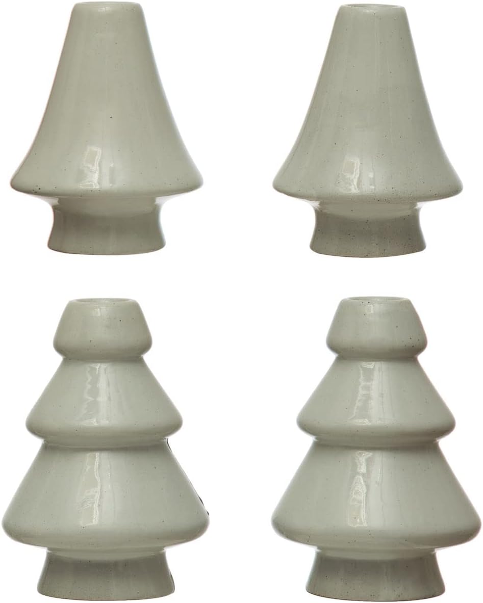 Stoneware Tree Taper Holders - Set of 4