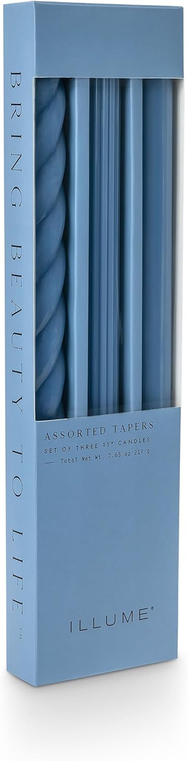 Assorted Candle Tapers 3-Pack - Cerulean Blue