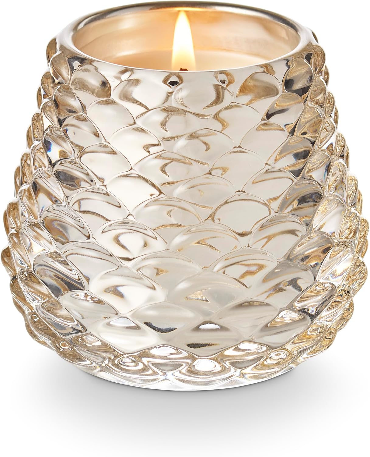 Winter White Glass Pinecone Candle