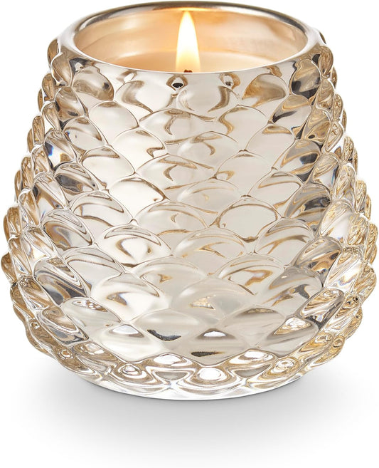 Winter White Glass Pinecone Candle