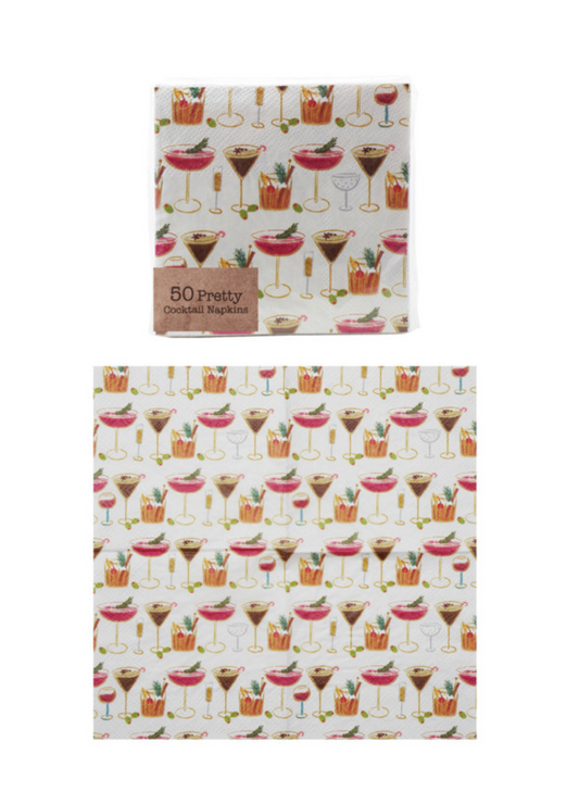Paper Cocktail Napkins with Cocktail Pattern