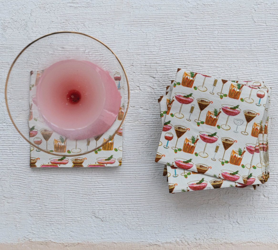 Paper Cocktail Napkins with Cocktail Pattern