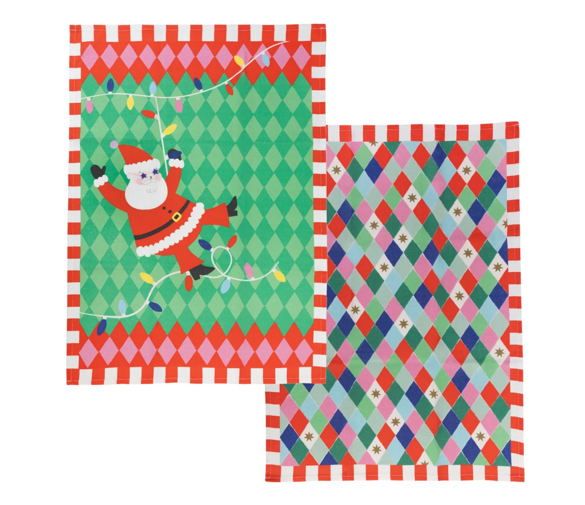 Santa Christmas Tea Towel - 2 Pack