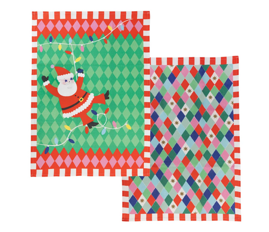 Santa Christmas Tea Towel - 2 Pack