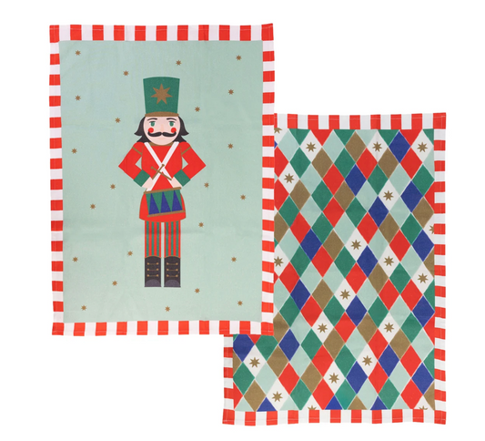Nutcracker Harlequin Christmas Tea Towel