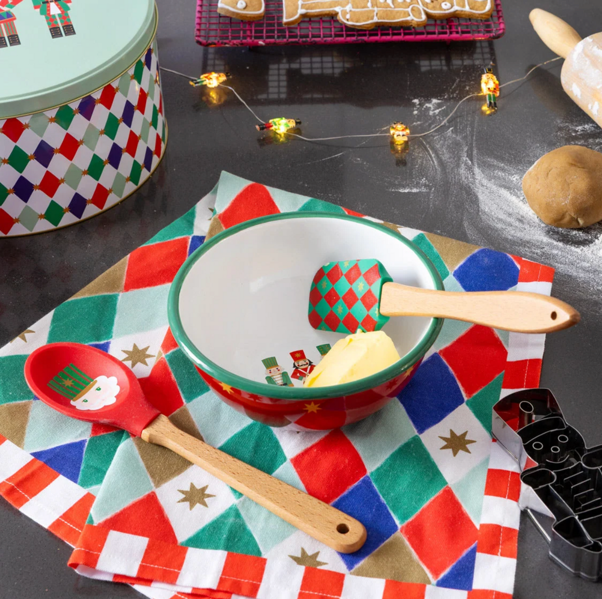 Nutcracker Harlequin Christmas Tea Towel