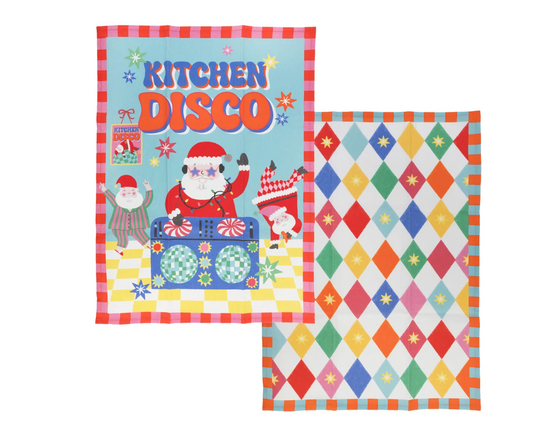 Santa Kitchen Disco Tea Towel