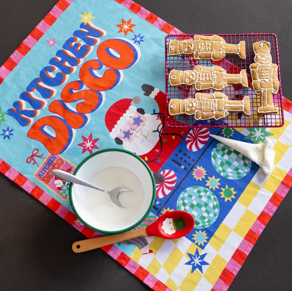 Santa Kitchen Disco Tea Towel
