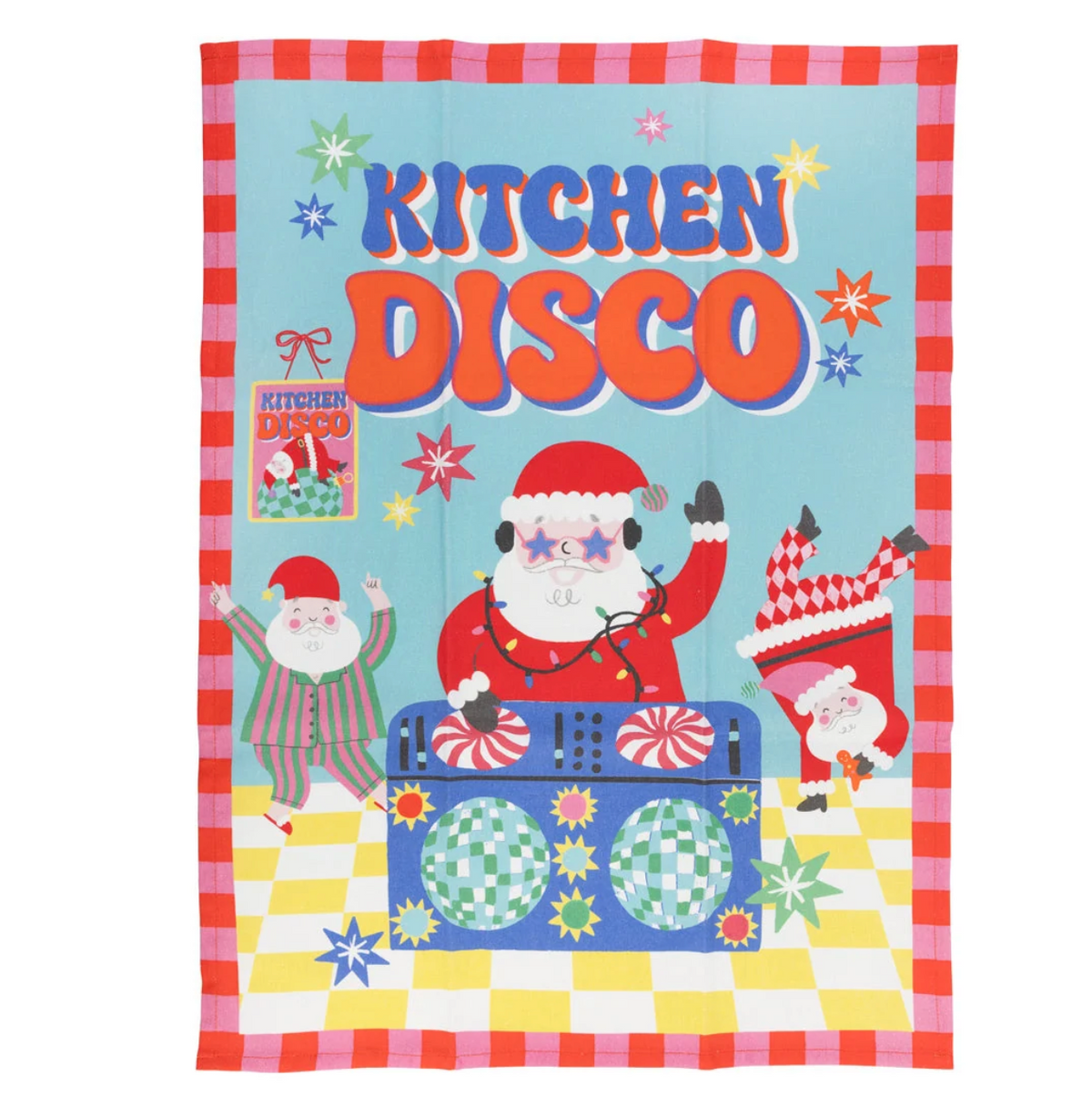 Santa Kitchen Disco Tea Towel