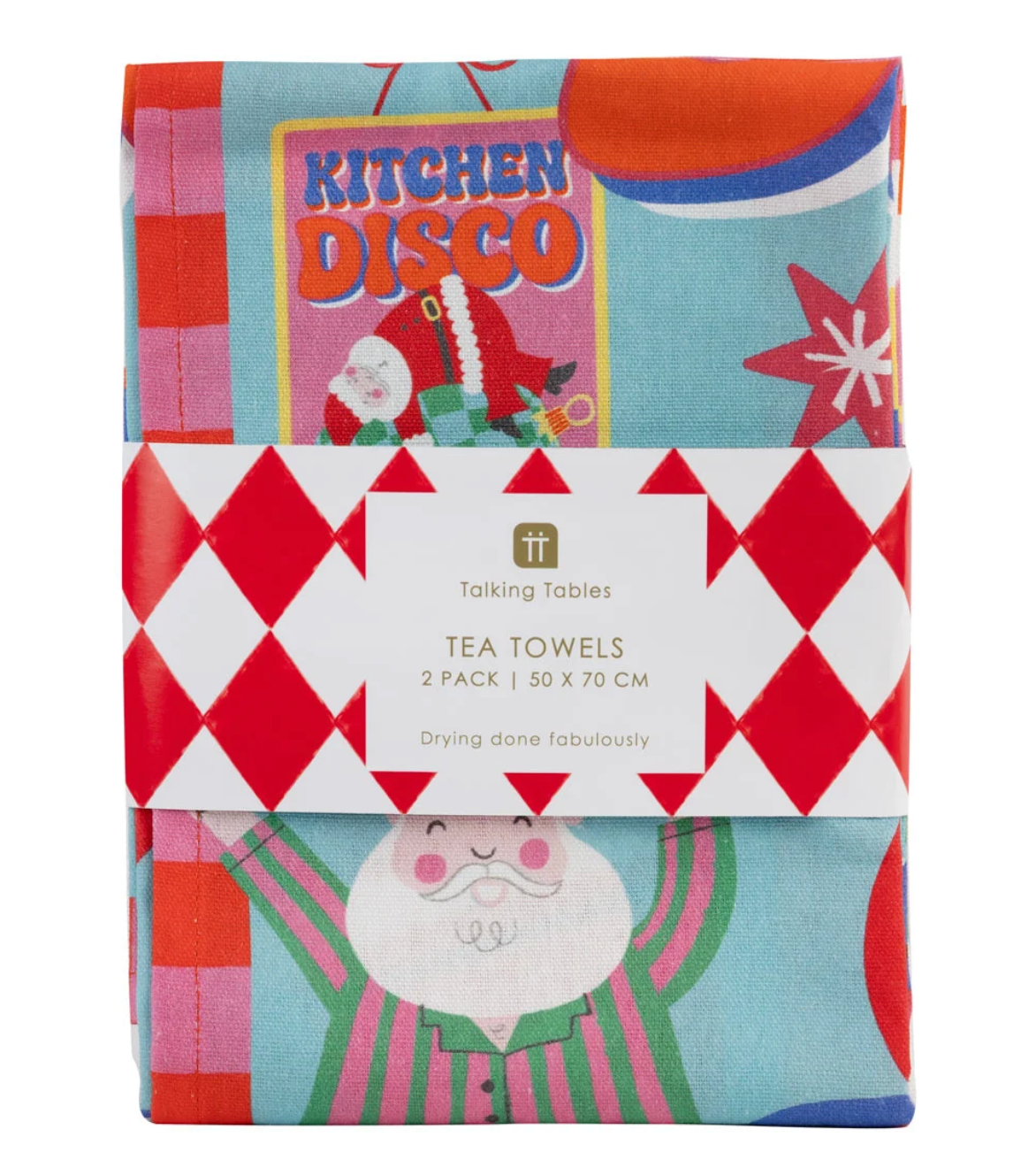 Santa Kitchen Disco Tea Towel