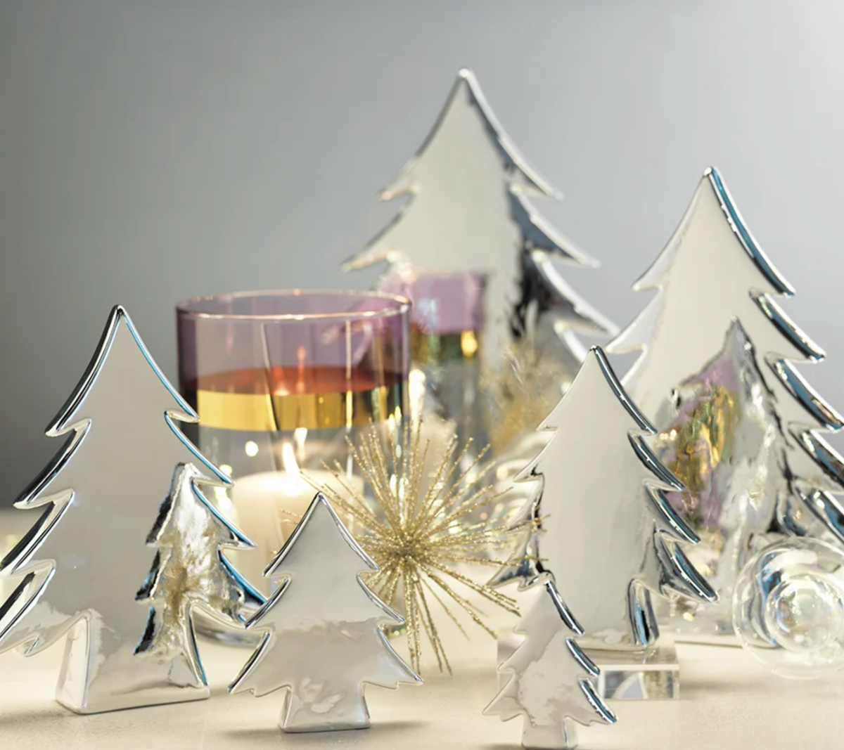 Teton Silver Ceramic Christmas Tree 16.5 in