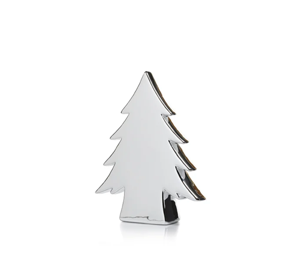 Teton Silver Ceramic Christmas Tree 8.25