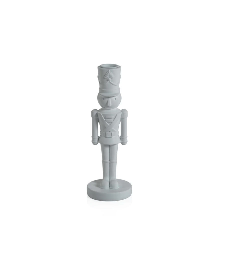 Nutcracker Taper Holder - Matt White - 8 in
