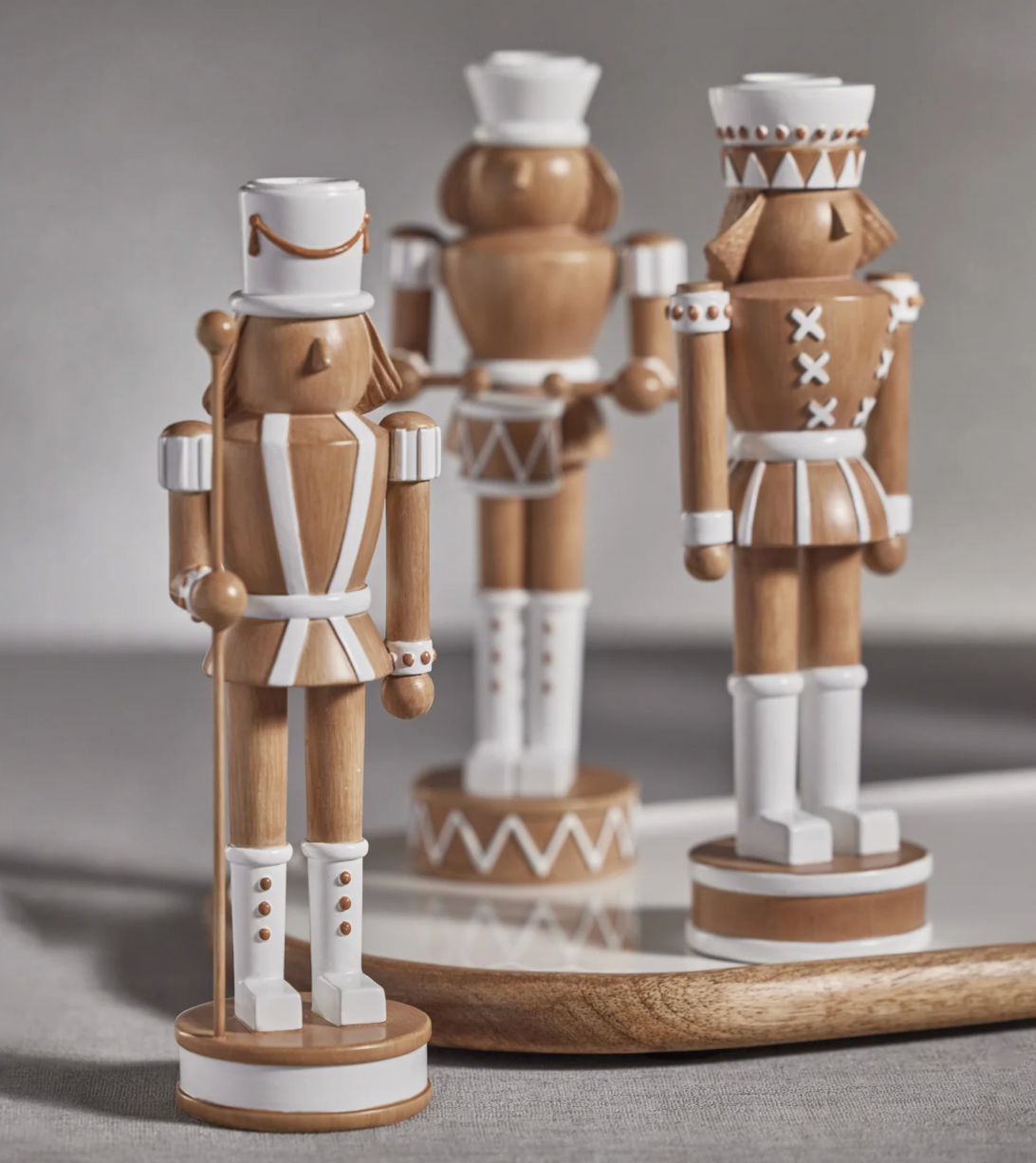 Nutcracker Taper Holder with Drum - Brown