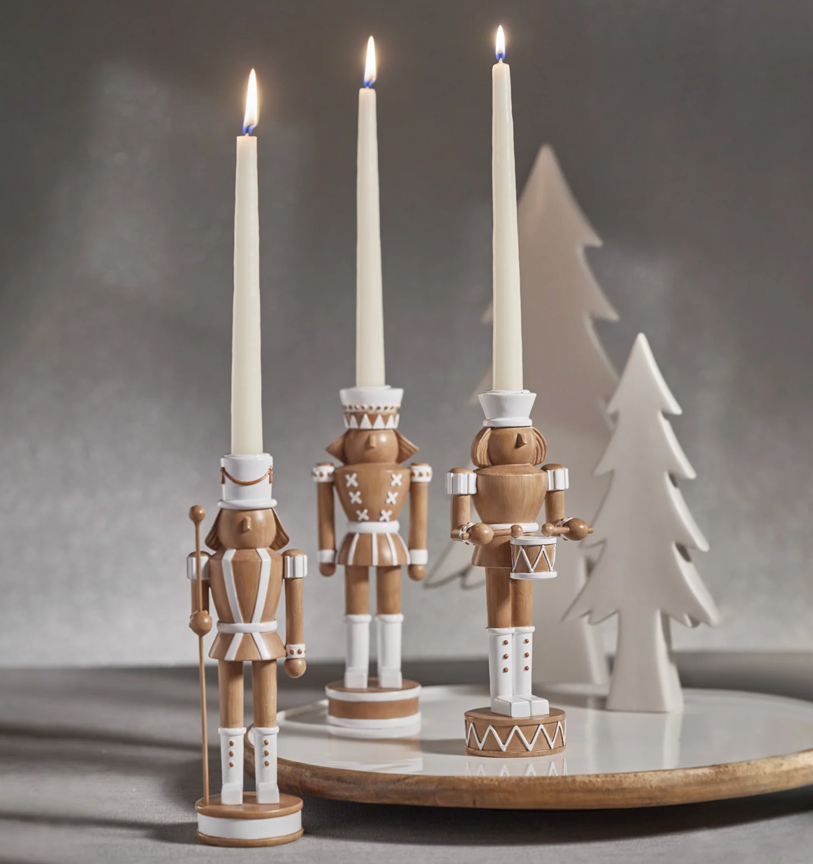 Nutcracker Taper Holder with Pole - Brown