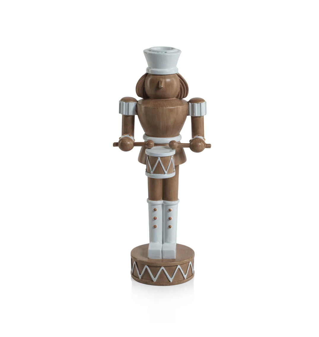 Nutcracker Taper Holder with Drum - Brown