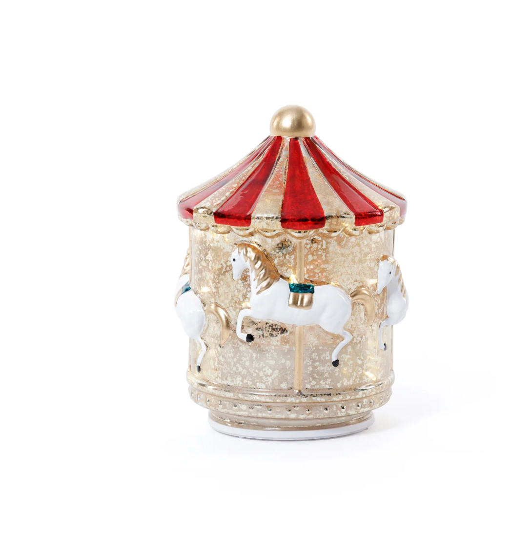 Sparkle Spin LED Carousel - Red - Large