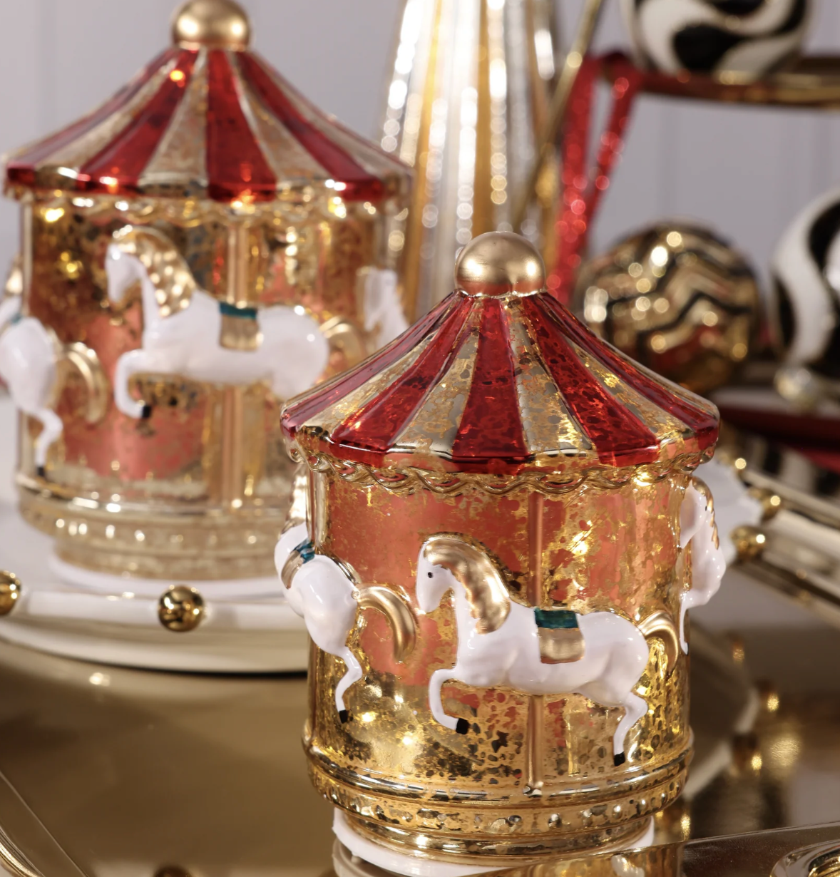 Sparkle Spin LED Carousel - Red - Large