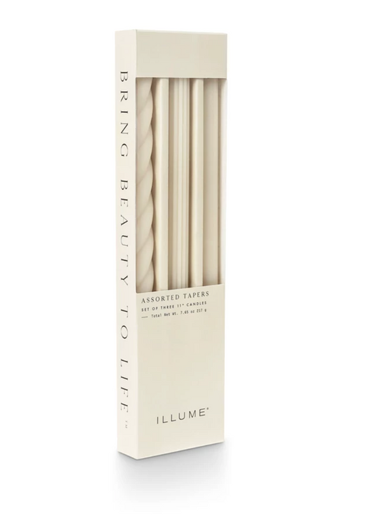 Driftwood Assorted Candle Tapers 3-Pack - Cream