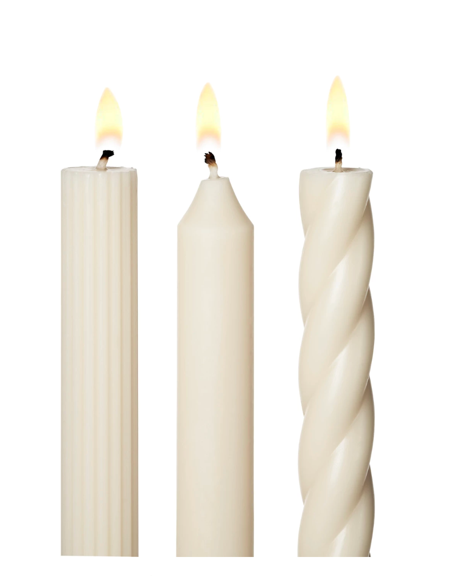 Driftwood Assorted Candle Tapers 3-Pack - Cream