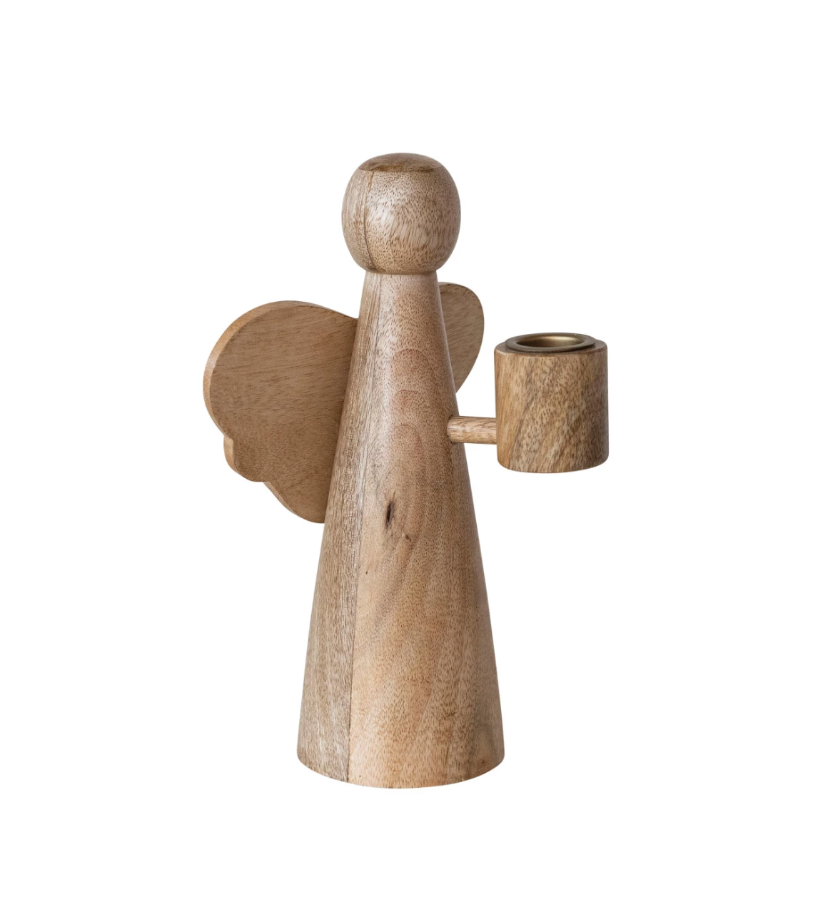 Mango Wood Angel Taper Holder - Natural (small)