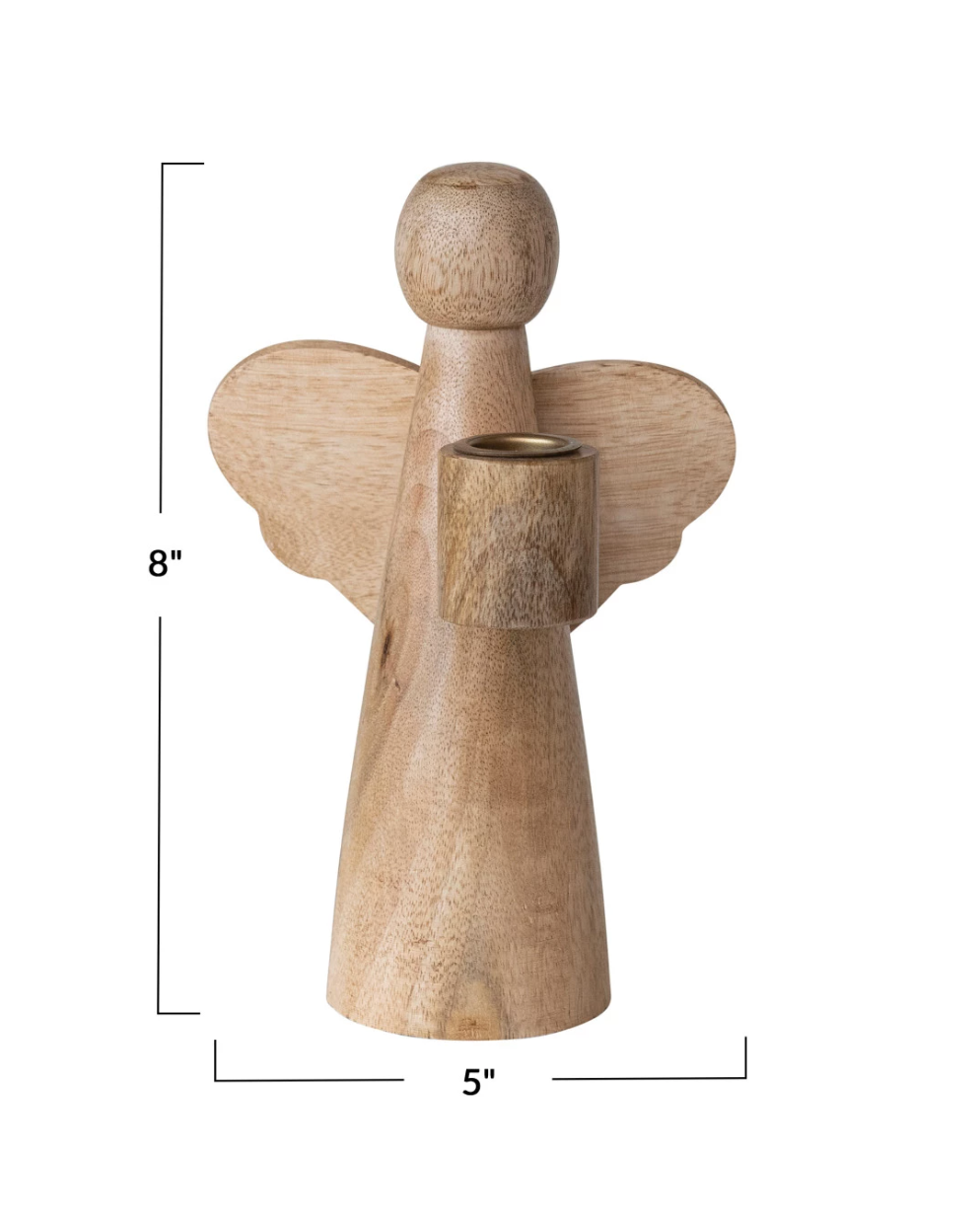 Mango Wood Angel Taper Holder - Natural (small)