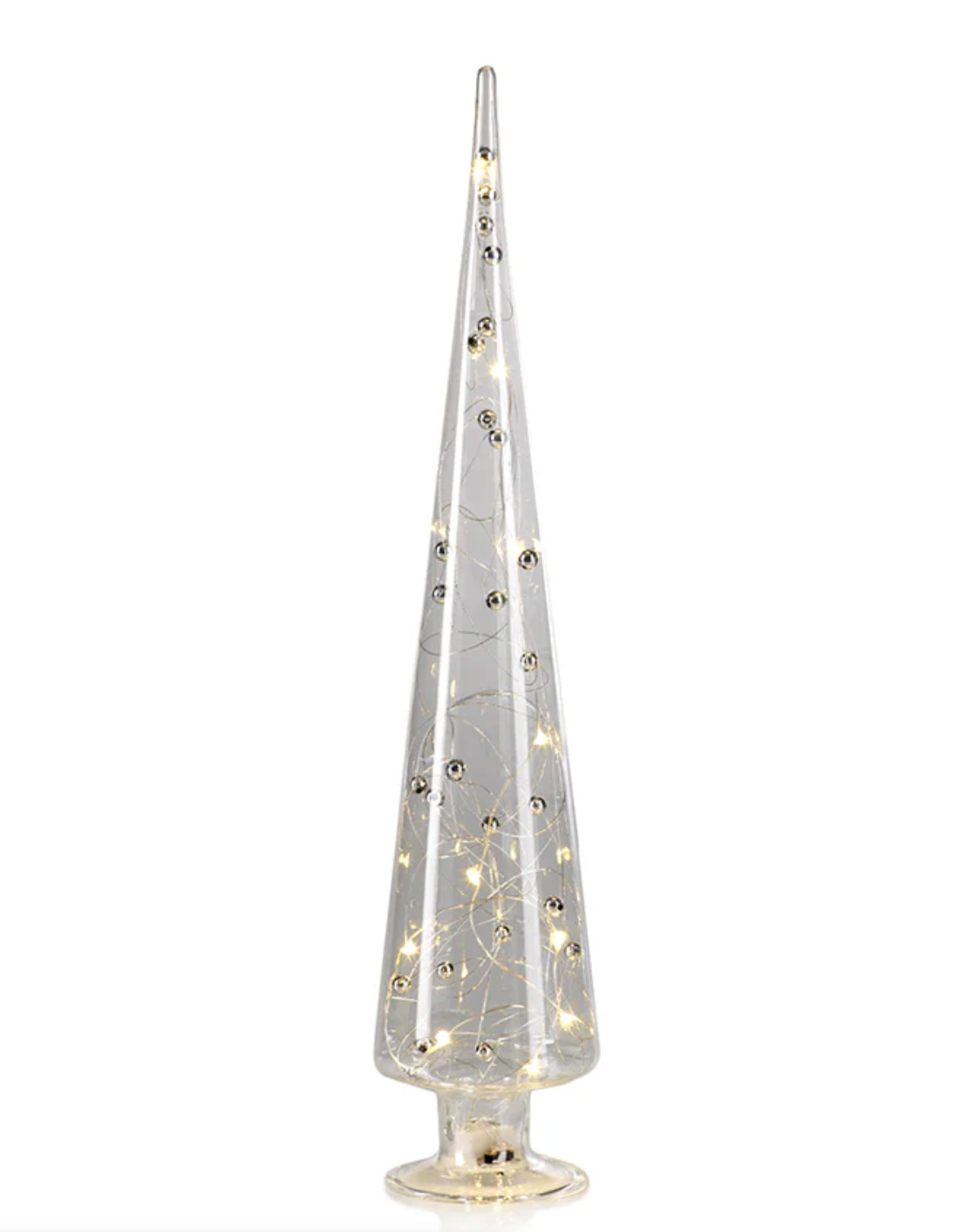 LED Glass Tree with Silver Beads - Extra Large