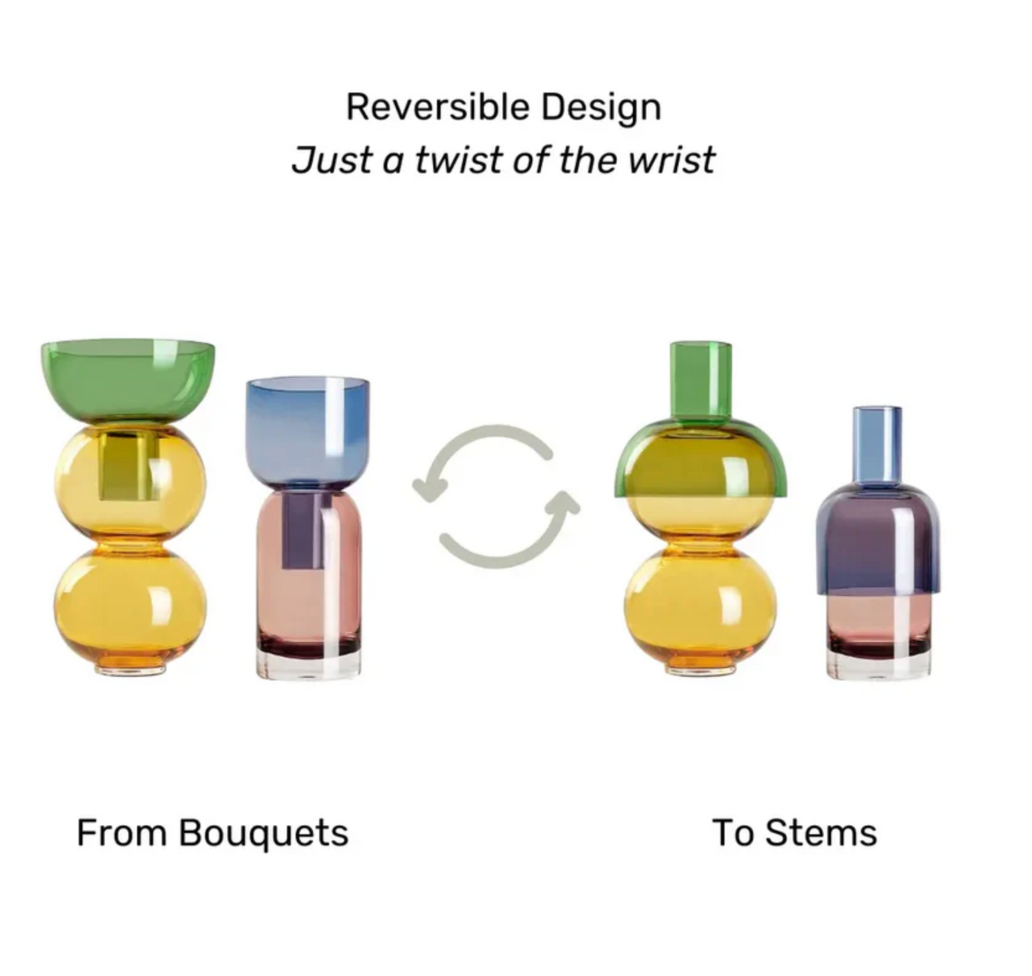 Fusion Lemon Small Set - Reversible Glass Vase
