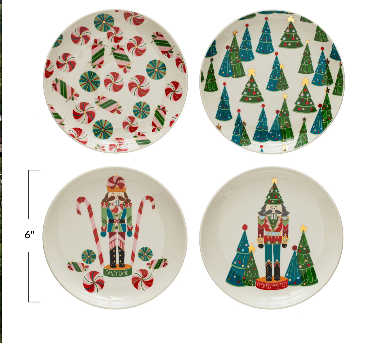 Round Stoneware Plate with Holiday Pattern